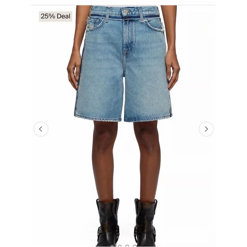 7 For All Mankind Light Blue Mid-Rise Denim Bermuda Shorts Lola shorts size 27